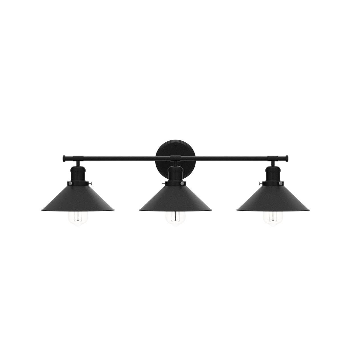 Alynzee Bathroom Vanity Light Fixtures, 3-Light Matte Black Metal Wall Sconce, Farmhouse Industrial Style