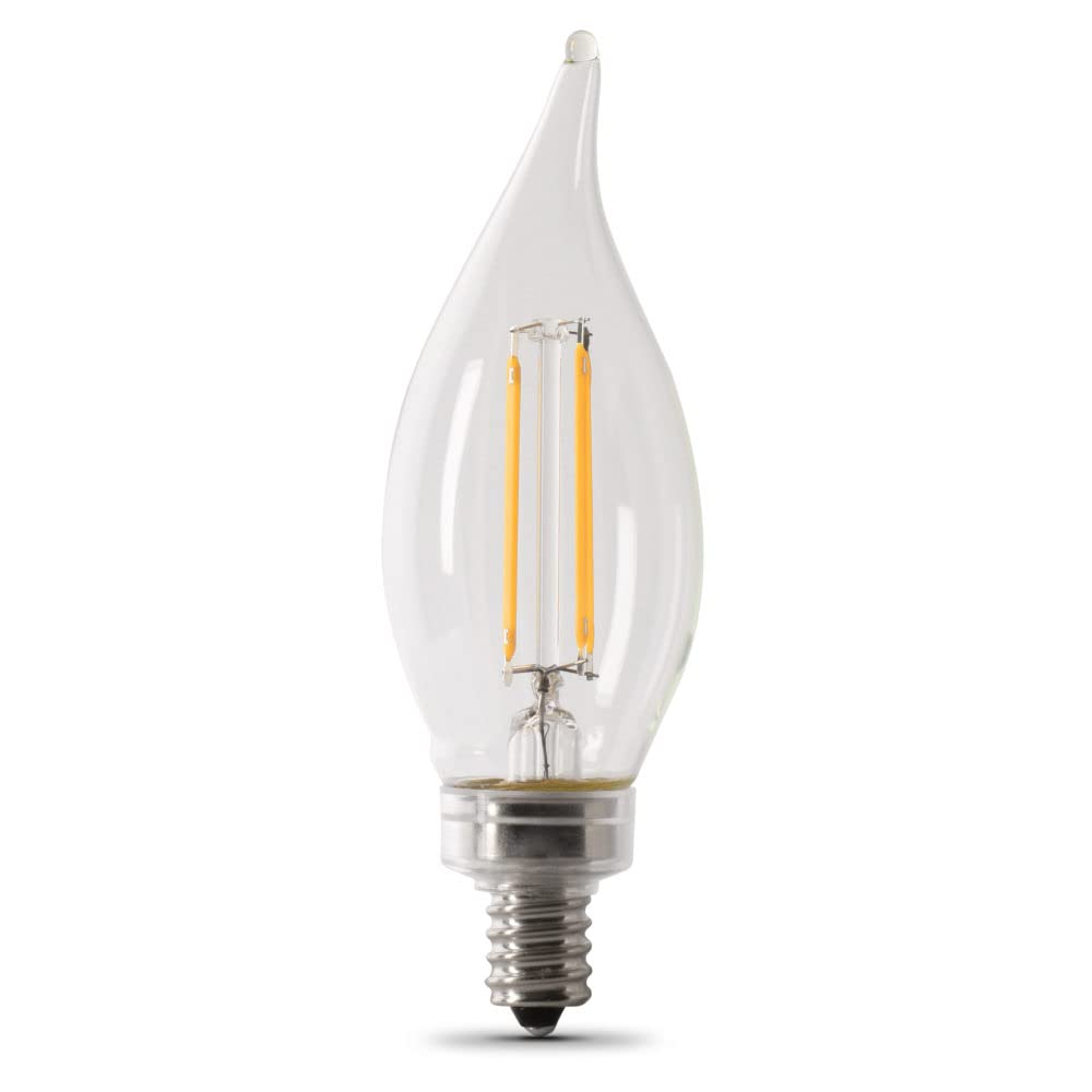 Feit Electric CA10 LED Light Bulb, Dimmable, 40W Equivalent, 5000K Daylight, Glass, 300 Lumens, 6-Pack