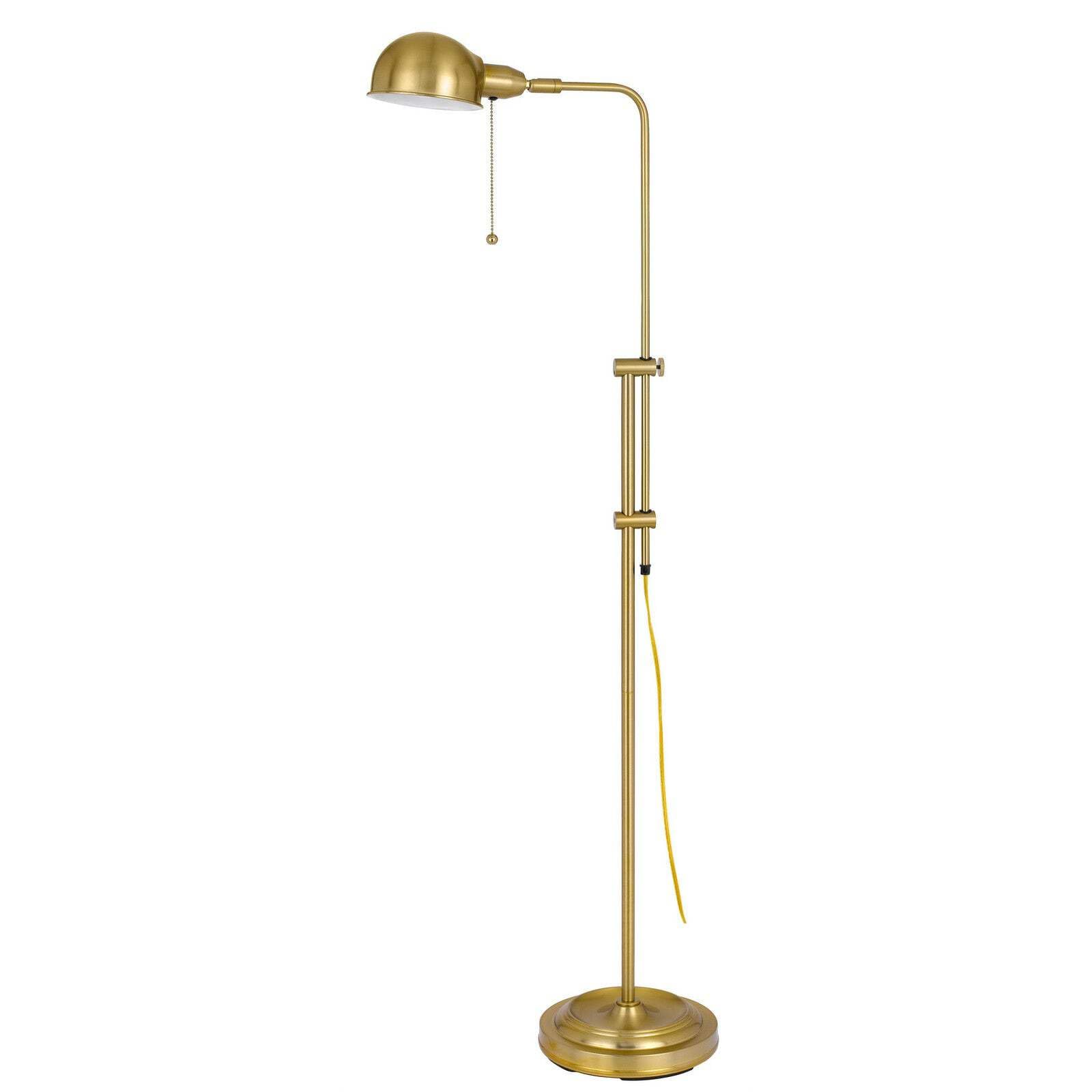HomeRoots Brass Floor Lamp, Adjustable Traditional Design, 58 in., Metal Construction, Bronze Dome Shade
