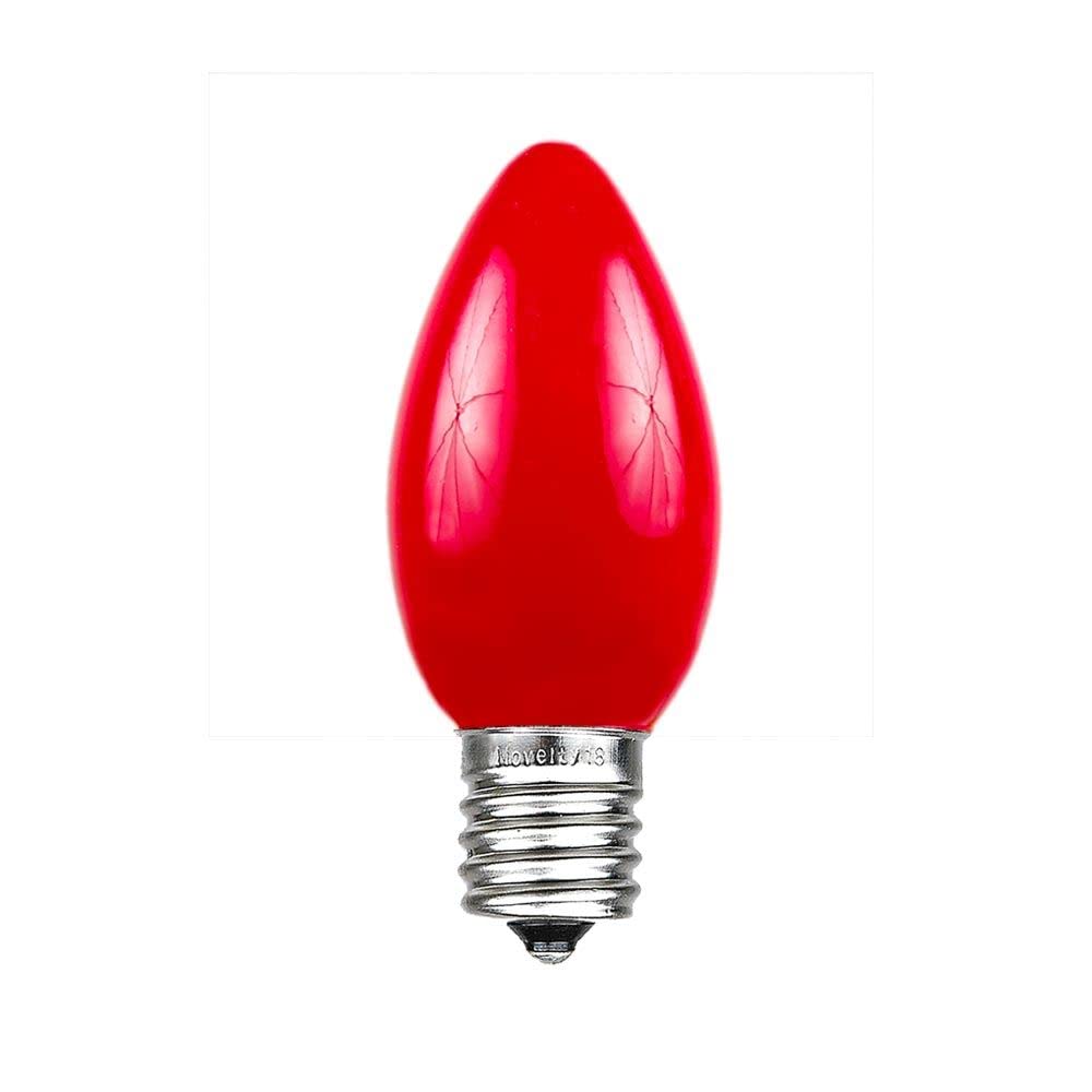 Novelty Lights 500 Case C9 Ceramic Outdoor Christmas Replacement Bulbs, Red, E17/C9 Intermediate Base, 7 Watt