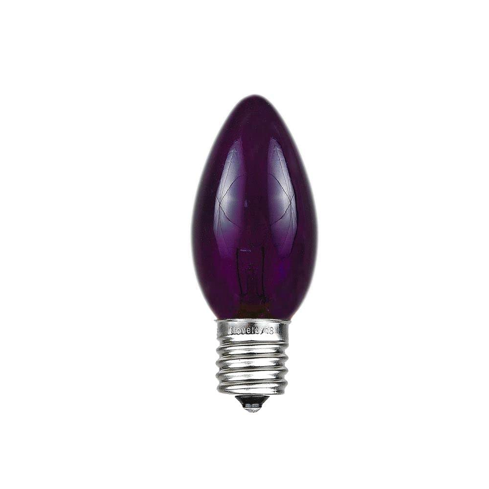 Novelty Lights Christmas Replacement Bulbs - C7/E12, 5W, 25 Count, Purple Glass