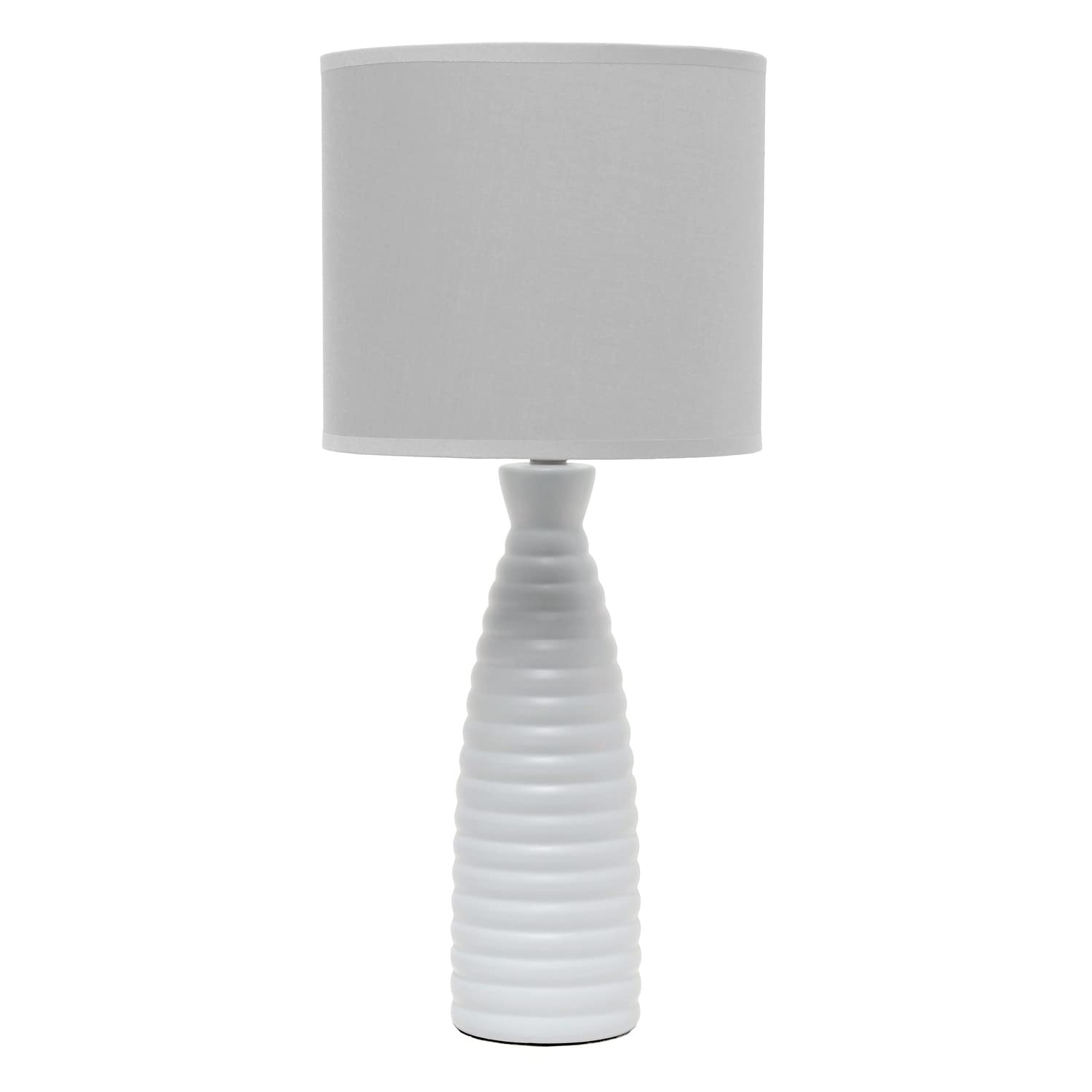 Simple Designs LT2076-GRY Ceramic Ribbed Bottle Table Lamp, Gray, Pack of 1