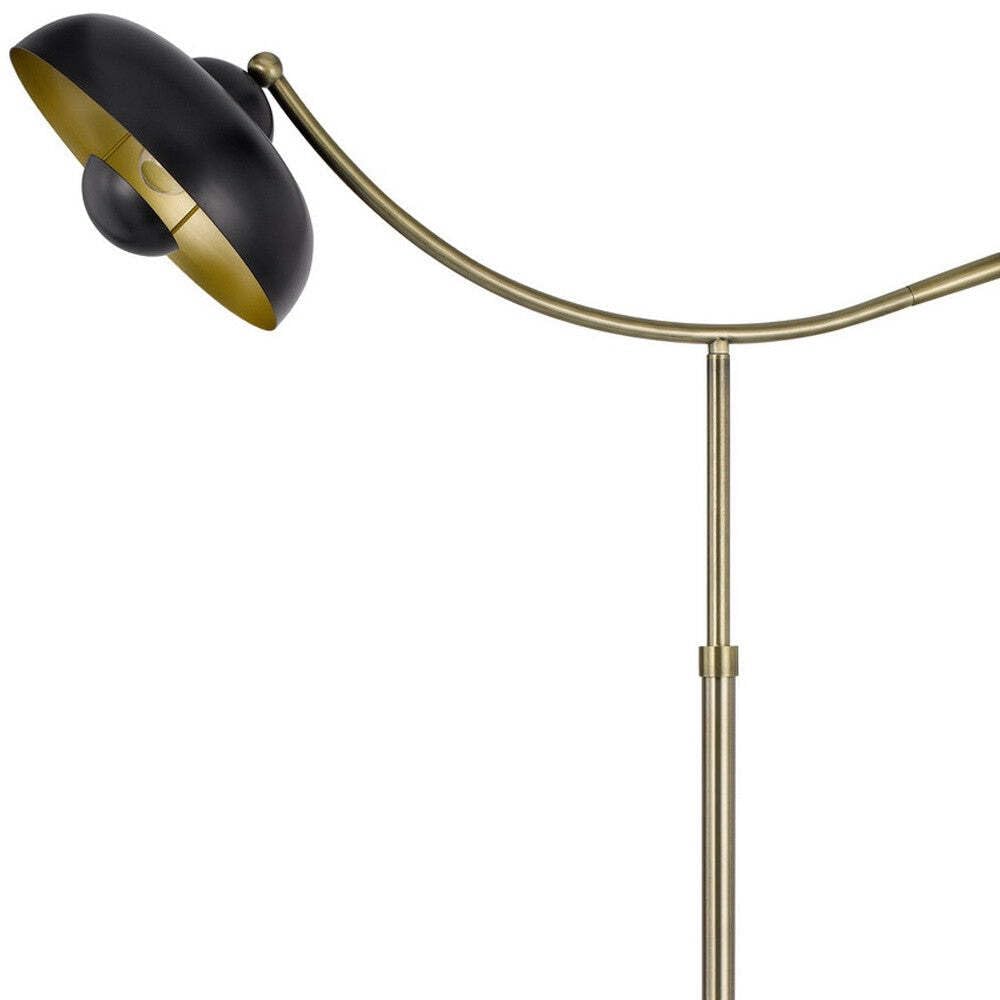 HomeRoots Bronze Adjustable Arc Floor Lamp with Dome Shade, 66 in. Tall, Metal Construction