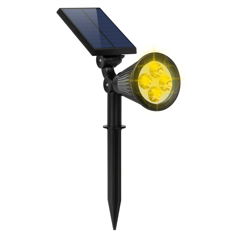 Falove Solar Spotlights Outdoor Waterproof, 180? Adjustable Auto On/Off Flag Pole Solar Light, Security Wall Ground Solar Lights