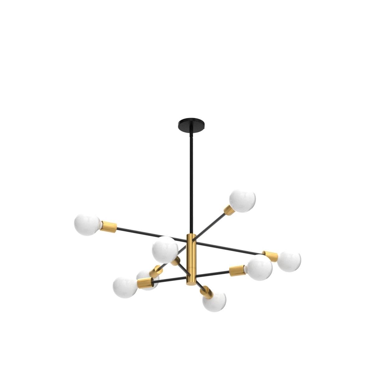 KAISITE Modern 8-Light Sputnik Chandelier - Adjustable Black and Gold Fixture for Bedroom, Living Room, Dining Room, Kitchen