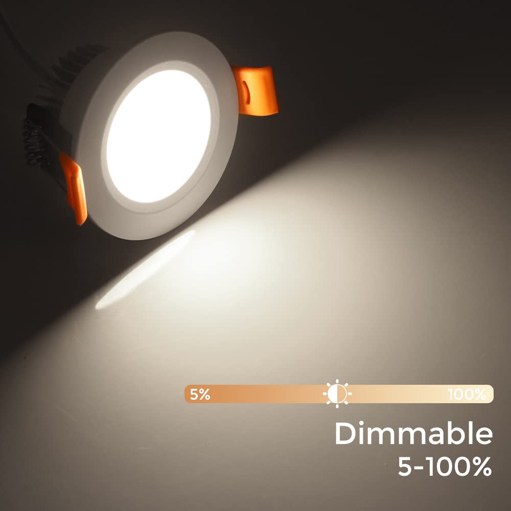 LEDLightsWorld 2 Inch Recessed Dimmable Downlight, 3W, 4000K Nature White, Aluminium, 8 Pack