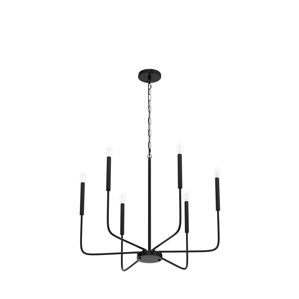 Ljhhowe Black Chandelier 6 Light Modern Farmhouse Chandelier For Dining Room Lighting Fixtures Hanging, Rustic Industrial Candle