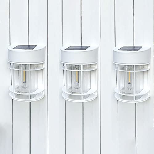 DOESLAG Solar Fence Lights, 8 Pack Waterproof Outdoor Deck Lights, White Decorative Solar Lighting for Garden Backyard Patio