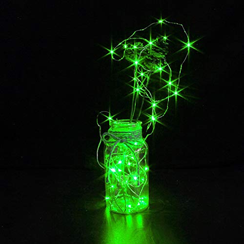 YKB Green LED Fairy String Lights, 20 Mini LEDs, 3.3FT Copper Wire, Battery Powered, 6 Pack for Wedding & Holiday Decorations