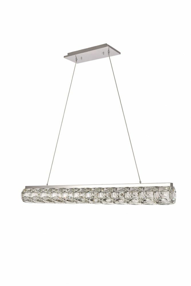Elegant Decor Indoor Modern Valetta Integrated LED chip Light Chrome Chandelier Clear Royal Cut Crystal - 36.6x3.7x3.9