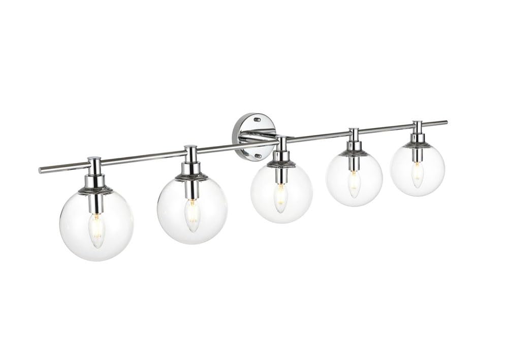 Living District Jaelynn 5-Light Iron & Glass Bath Sconce in Chrome/Clear