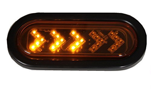Radiant Led Sealed 6 7/16'' Oblong Arrow Turn Signal Light Kit Amber With Sequential Light, Grommet And Plug Truck Trailer Rv