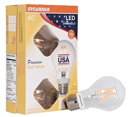Sylvania 40247, Soft White 40 Watt Equivalent, A19 Led Light Bulbs, Dimmable, Color 2700K, Made In The Usa With Us And Global Pa