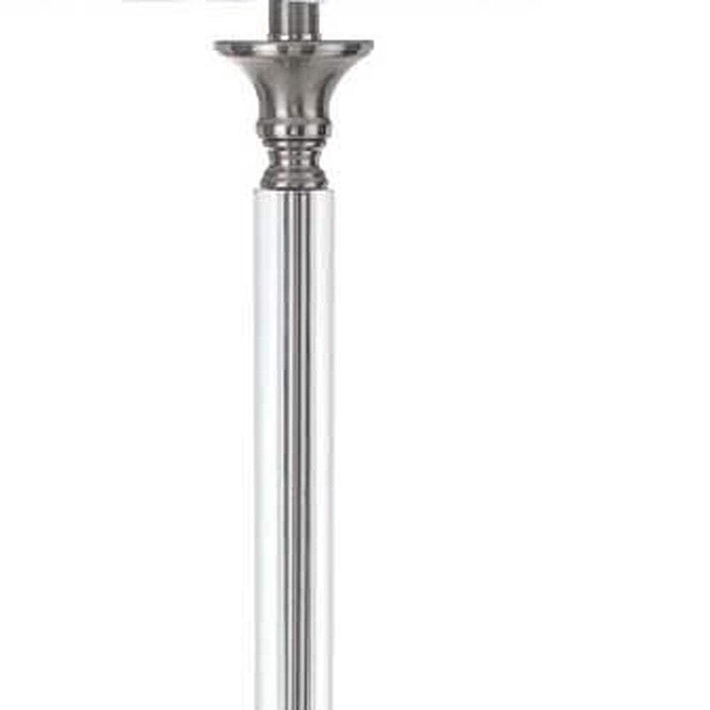 HomeRoots Traditional Floor Lamp, 60 in., Metal Construction, White Square Shade, Nickel Finish