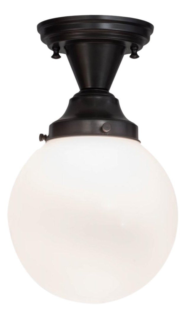 Meyda Tiffany 154223 Revival Schoolhouse Globe Flush Mount Light Fixture, White, 8&quot;W