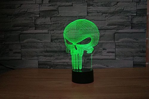 3D Light Punisher Skull 3D Night Light Led Lamp - 7 Color Touch Button Room Decor