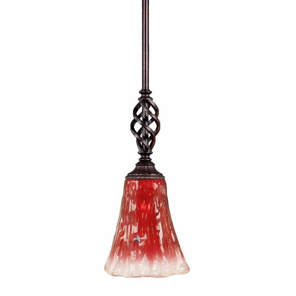 Toltec Lighting 80-DG-726 Elegante Mini Pendant with Hang Straight Swivel with 5.Inch Raspberry Crystal Glass, Dark Granite Finish