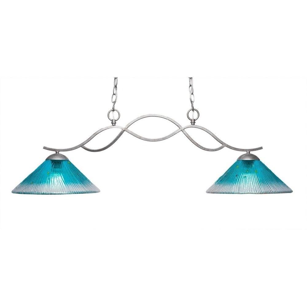 Toltec Lighting Revo 2 Light Island In Aged Silver (342-As-448)