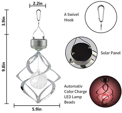 Amwgimi Solar Wind Chimes - Led Colour Changing Hanging Lights For Garden & Patio Decor