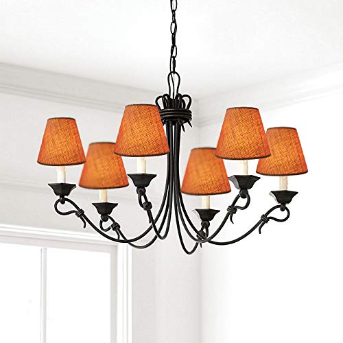 Eurus Home Small Lamp Shade Set Of 6 Burlap Chandelier Shades 3X6X5 Natural S03