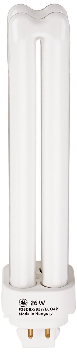 Ge Plug-In Compact Fluorescent Quad Tube Light Bulb, Warm White, Model F26Dbx/827/Eco4P, Energy Efficient Glass Bulb