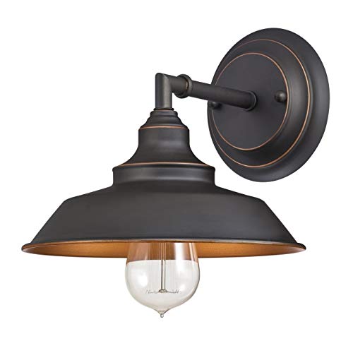 Westinghouse 6344800 One-Light Indoor Finish With Highlights Iron Hill Wall Fixture, 1 Sconce, Oil Rubbed Bronze/Bronze,Black