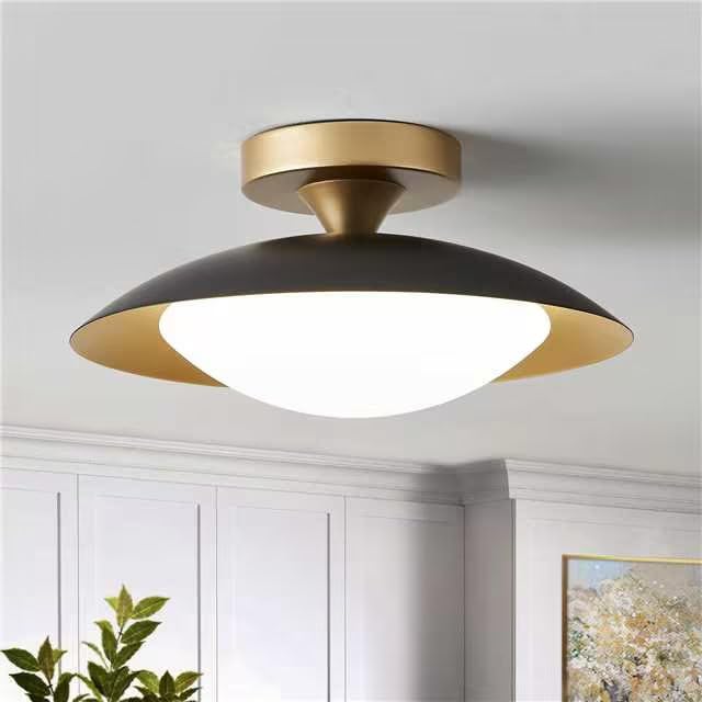 ZUYURT Small Dimmable Mid Century Modern Ceiling Light 5CCT LED Black Gold Semi Flush Mount Ceiling Lamp for Hallway Entryway Bedroom Laundry Room Kitchen Light Fixture 2700K-6000K 11.81 in