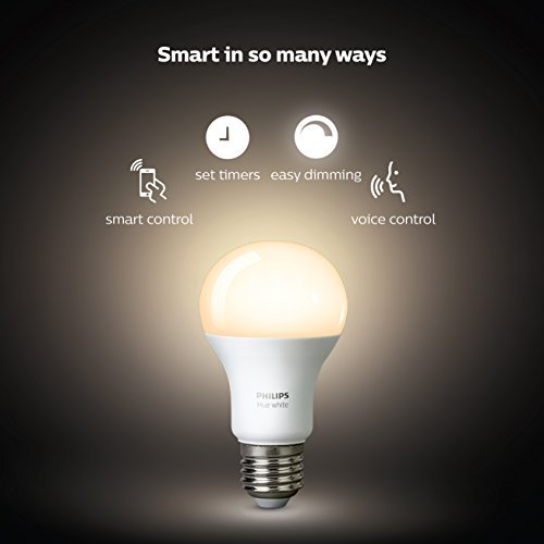 Philips Hue White A19 LED Smart Light Bulb Starter Kit, 2 Count, Dimmable, Works with Alexa, Apple HomeKit, Google Assistant