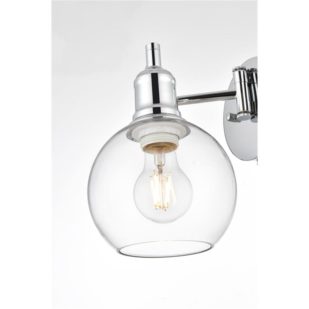 Living District Davian 1-Light Metal/Glass Swing Arm Wall Sconce in Chrome/Clear