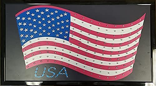 EEZ RV Products LED American Flag Sign - 21.5"x13" Nylon, Flashing Holiday Decoration, RV Window Decor