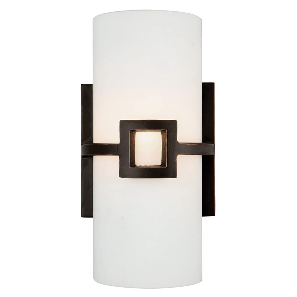 Design House 514604 Monroe Traditional 1-Light Indoor Wall Light With Frosted Glass For Bathroom Bedroom Hallway, Oil Rubbed Bro