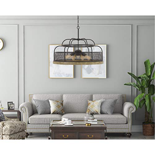 Cal Lighting Fx-3706-9 Transitional Nine Light Chandelier From Akaki Collection In Bronze / Dark Finish, 25.00 Inches