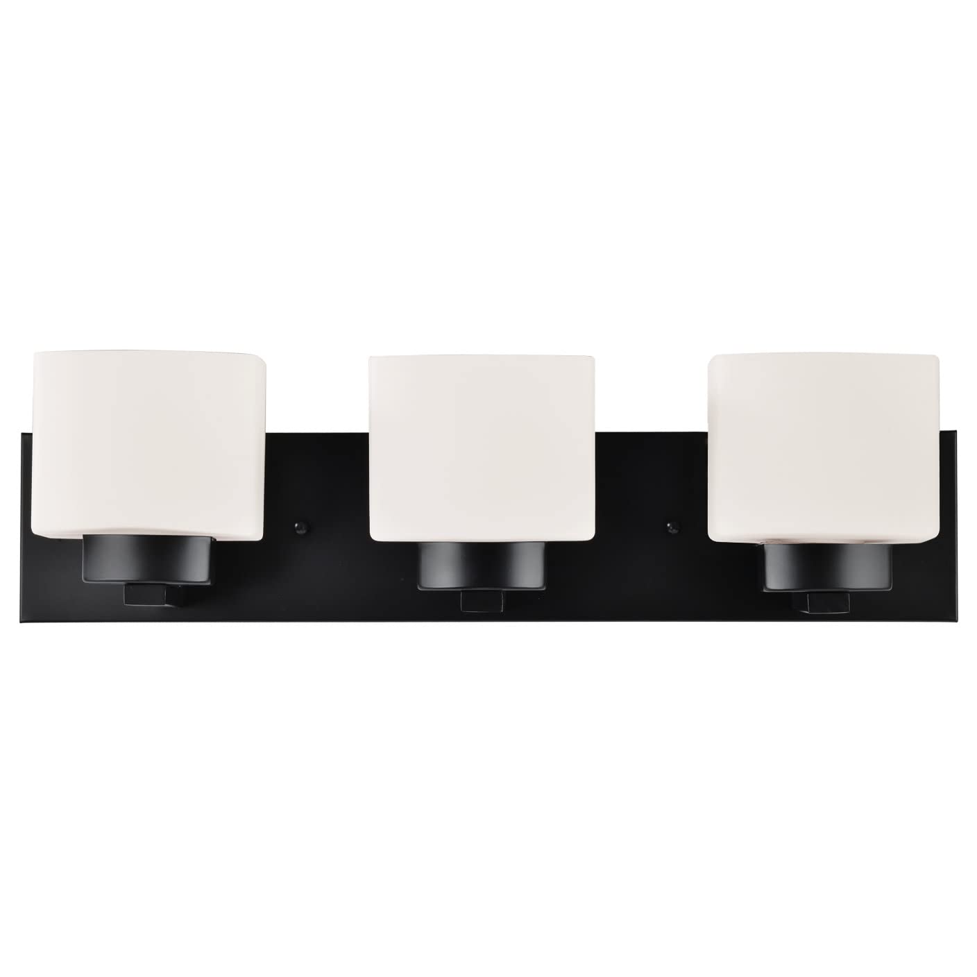 Design House 588418 Dove Creek Vanity Dimmable with Frosted Glass for Above Bathroom Mirror, 3-Light, Matte Black