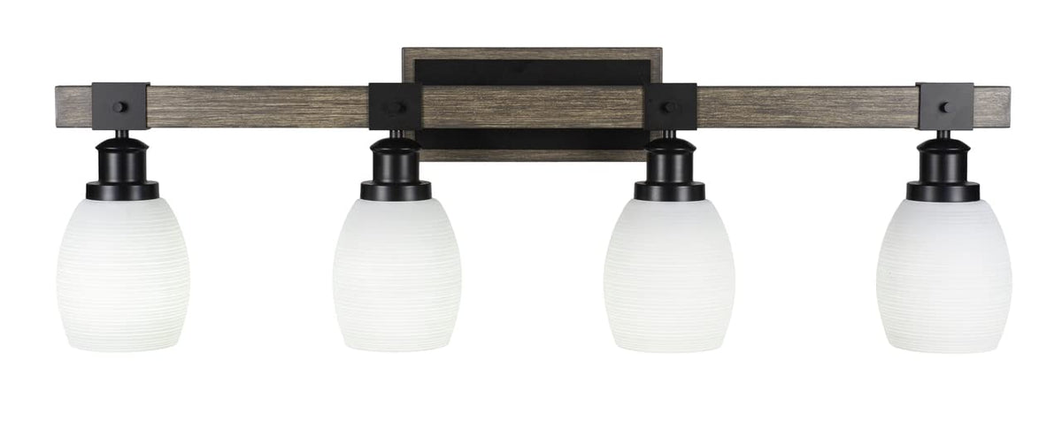 Tacoma - 4 Light Bath Bar-11.25 Inches Tall And Inches Wide-Black/Painted Wood Finish-White Matrix Glass Color