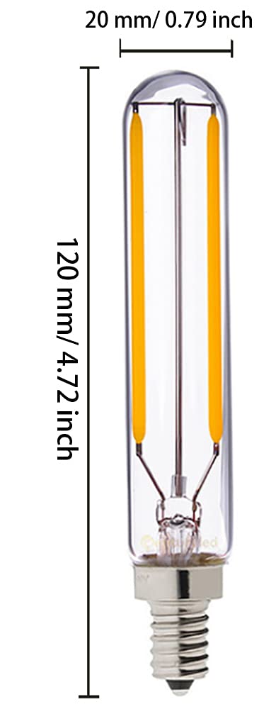 BesYouSel E12 T20 Vintage LED Light Bulb 2W Dimmable Clear Glass 120mm 2200K Warm White, 4 Pack