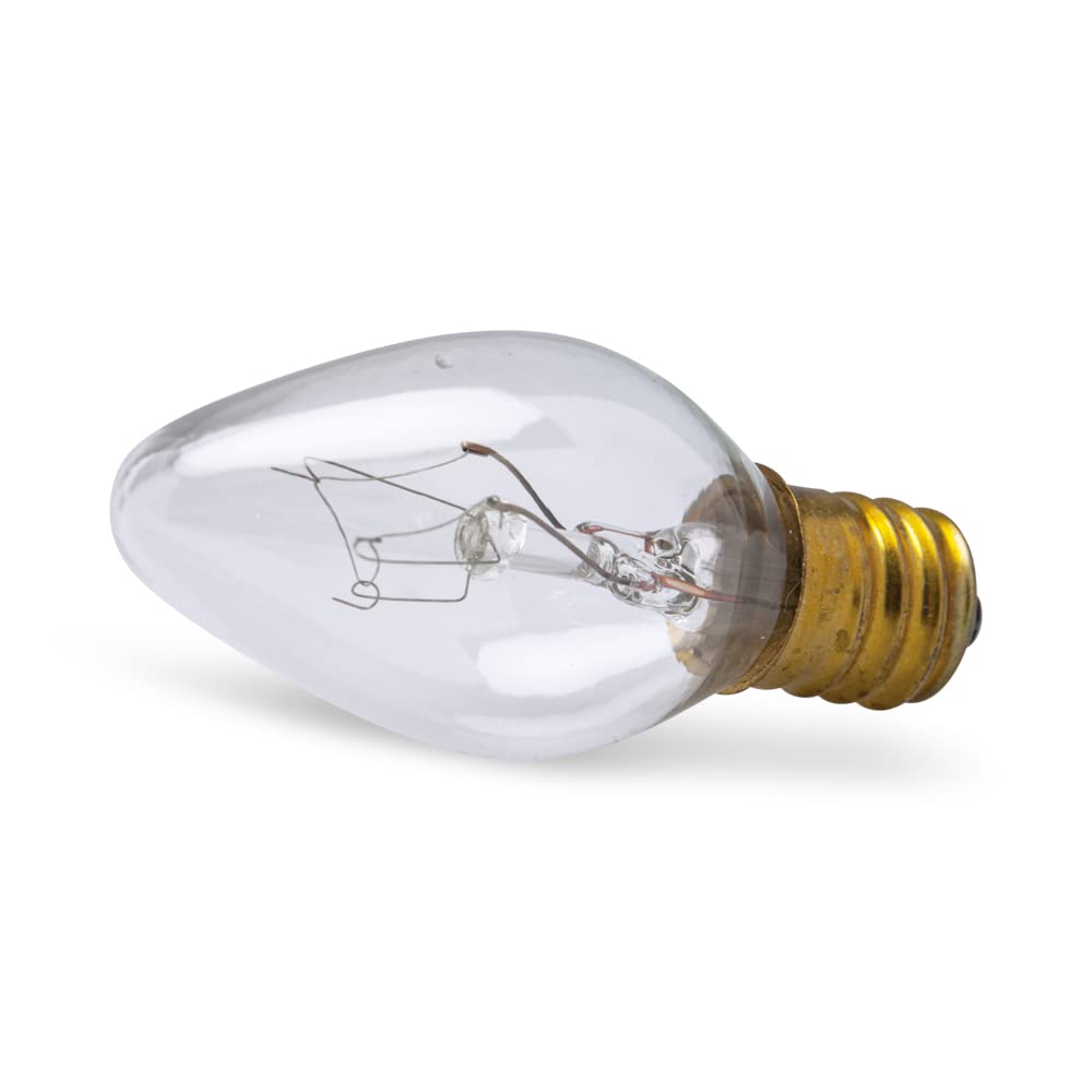 Lumenivo 7 Watt Clear Incandescent C7 Colored Night Light Bulbs 7W C7 Christmas Village Light Bulbs Candelabra Base Clear Bulbs