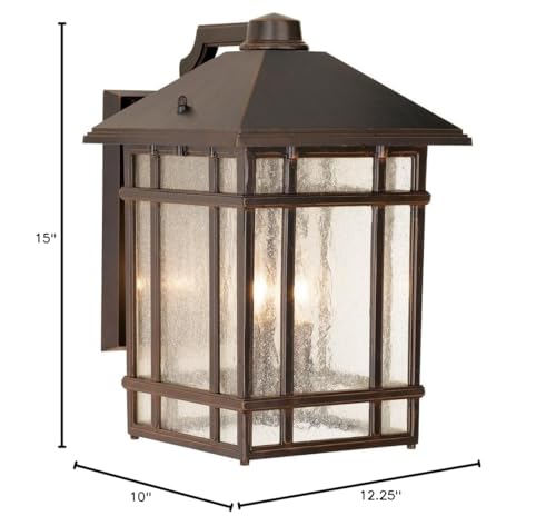 kathy ireland J du J Sierra Craftsman Outdoor Wall Light 15in Brown Glass