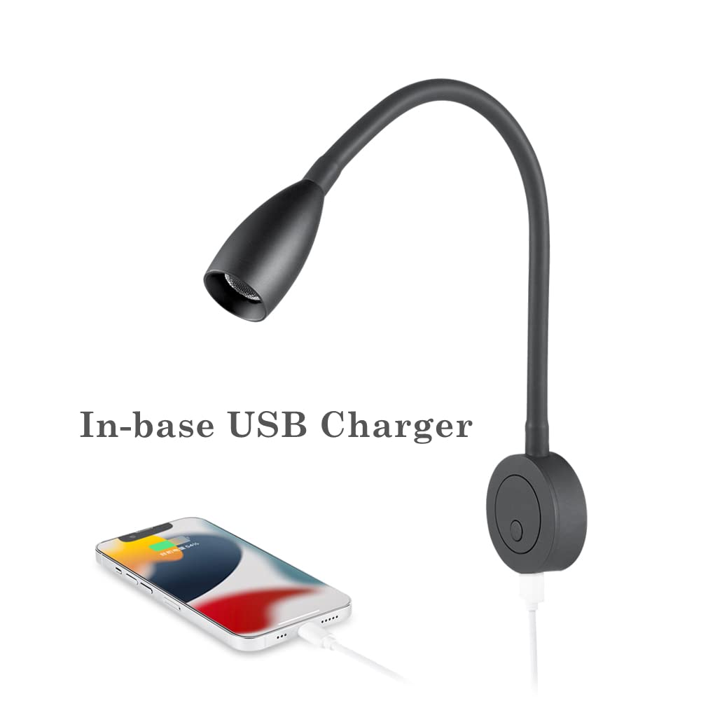 Obeaming 12V Dimmable Reading Light, RV Boat Bedside Reading Lamp, Gooseneck LED Spotlight for Camper Van Travel Trailer Truck M