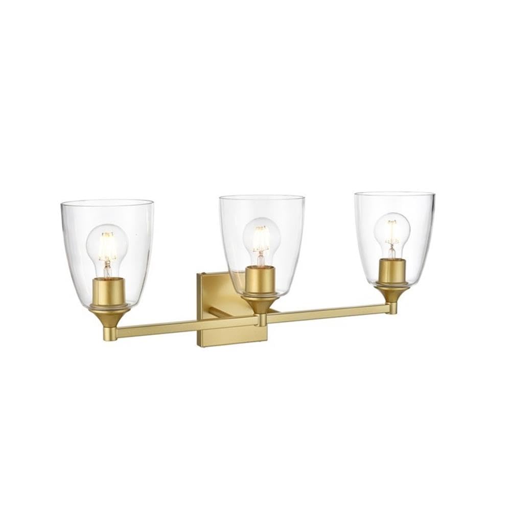 Living District Gianni 3-Light Iron & Glass Bath Sconce in Brass/Clear