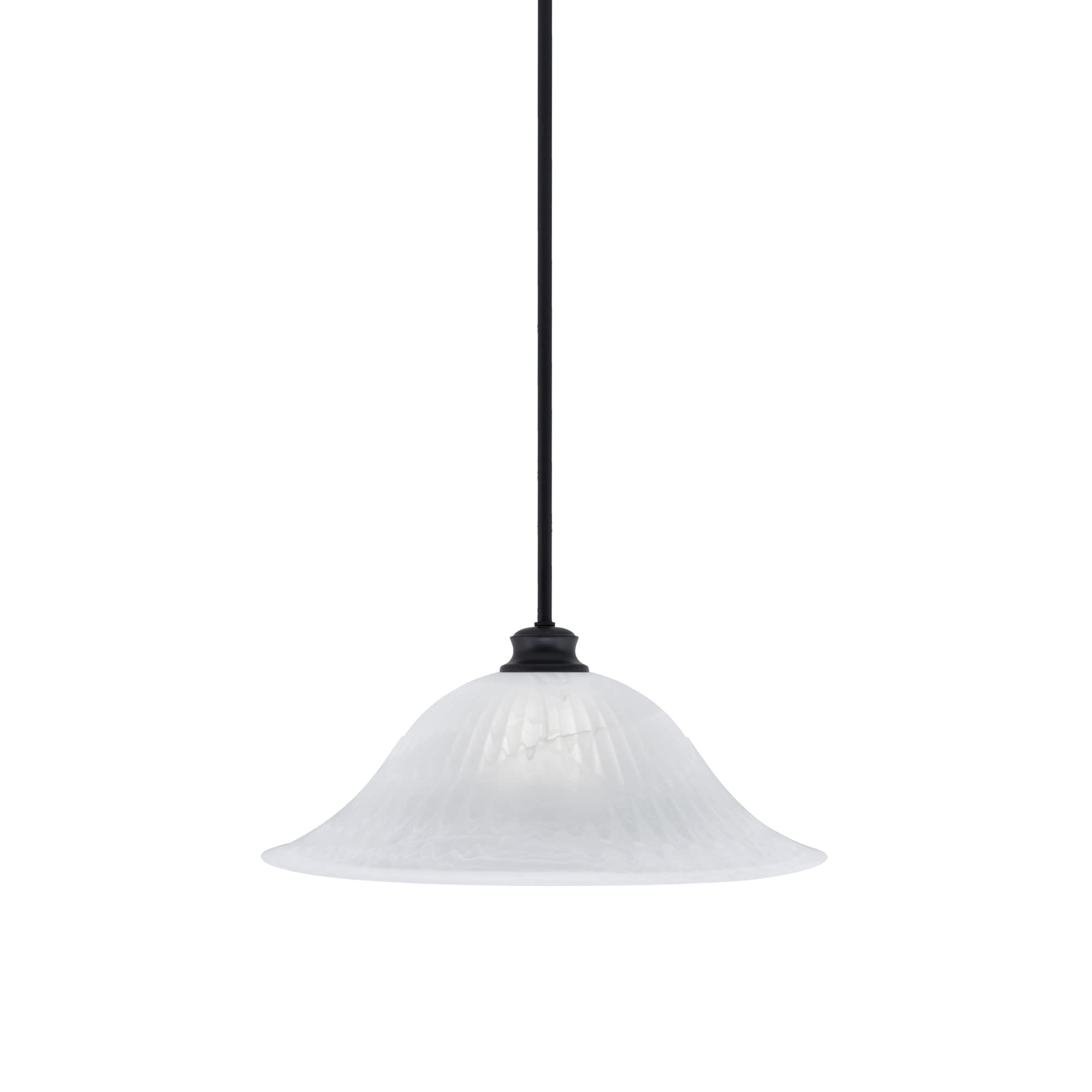 Toltec Lighting Stem Pendant with Hang Straight Swivel Shown in Matte Black Finish with 20&quot; White Alabaster Glass