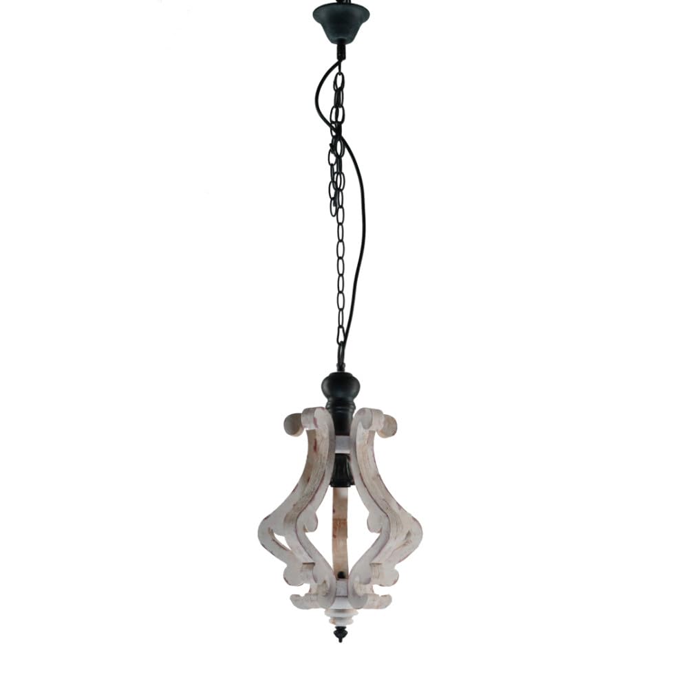 A & B Home DS35539 Harper Chandelier, 1-Light, 90% Fir Wood & 10% Iron, 12.5in x 12.5in x 21in,