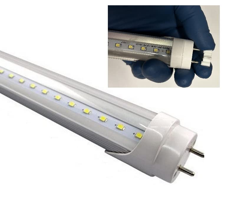Fulight 2FT Clear T8 LED Tube Light, 10W (18W Equivalent), Daylight 6000K, Aluminum, White, Model HE80-T8-10W, Pack