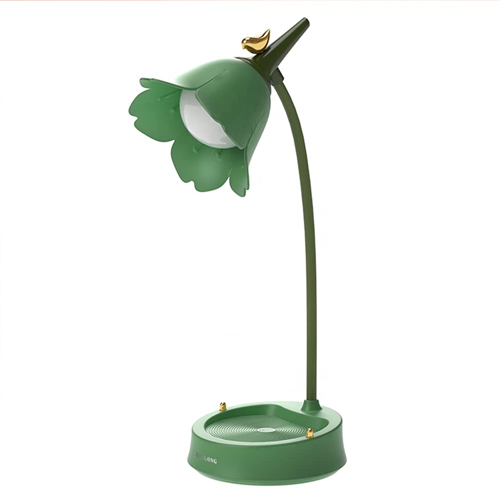 magical JD LED Desk Lamp - Cordless, Adjustable Gooseneck, Dimmable, Rechargeable, Eye-Caring Night Light for Kids, Green