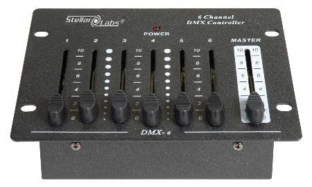 Stellar Labs DMX-6 Six Channel Basic DMX Controller - Copper, Blue/Red
