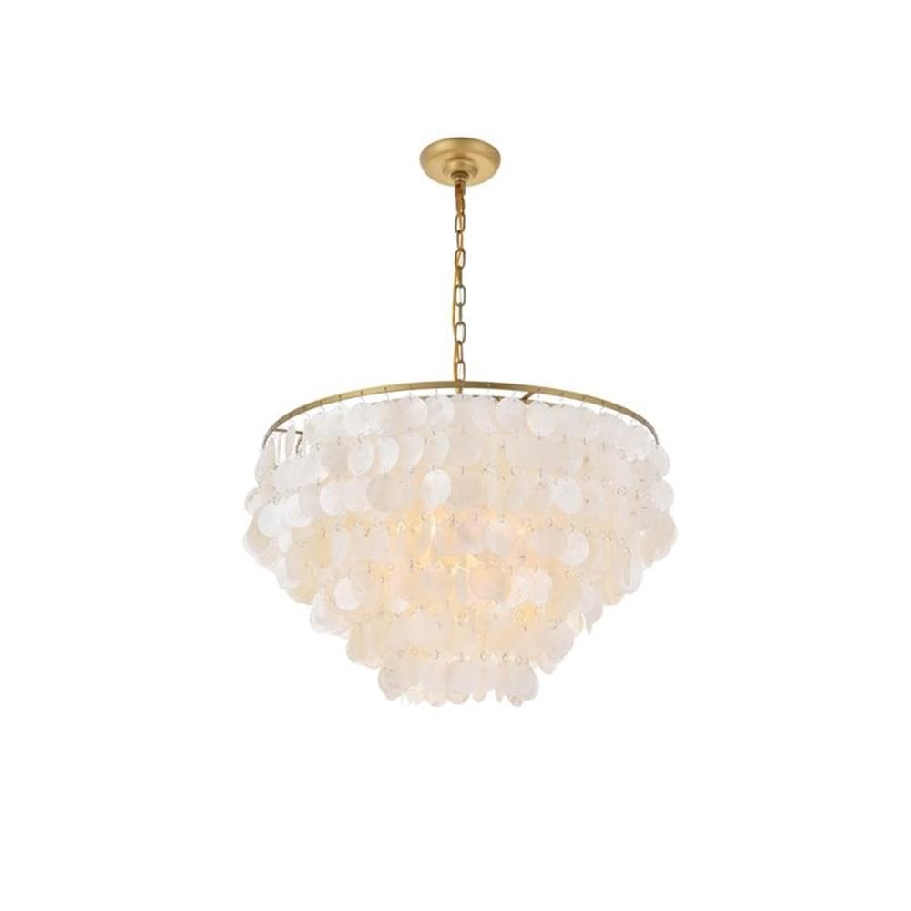 Living District 6-Light Brass & White Mid-Century Metal Pendant Light Fixture