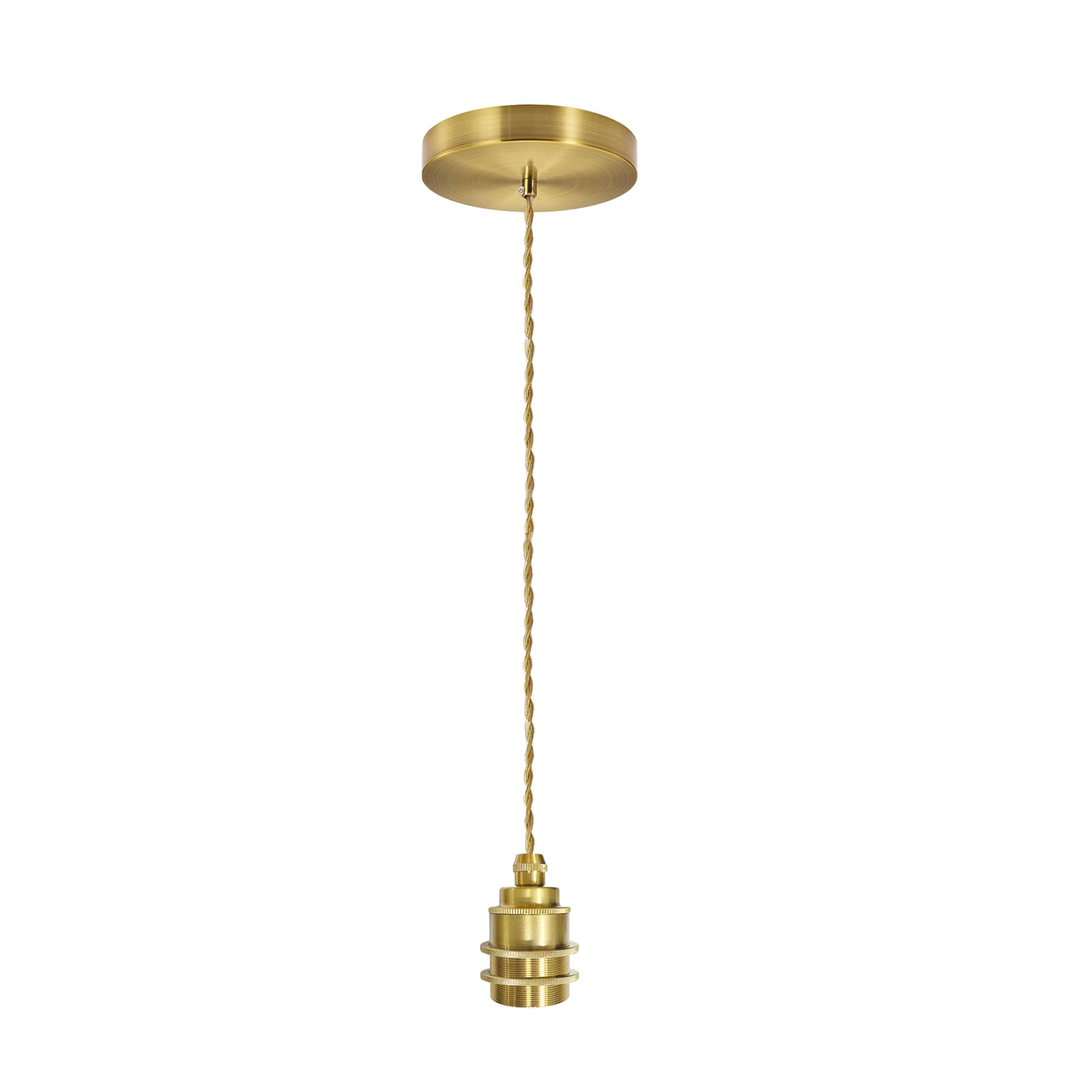 Dtiedy 1-Light Gold Pendant Light Kit Mini Pendant Lights Cord 4.92Ft Adjustable E26 Ceramic Metal Hanging Ceiling Lighting Fixtures Vintage For Kitchen Island Bar Dining Room  Not Bulbs