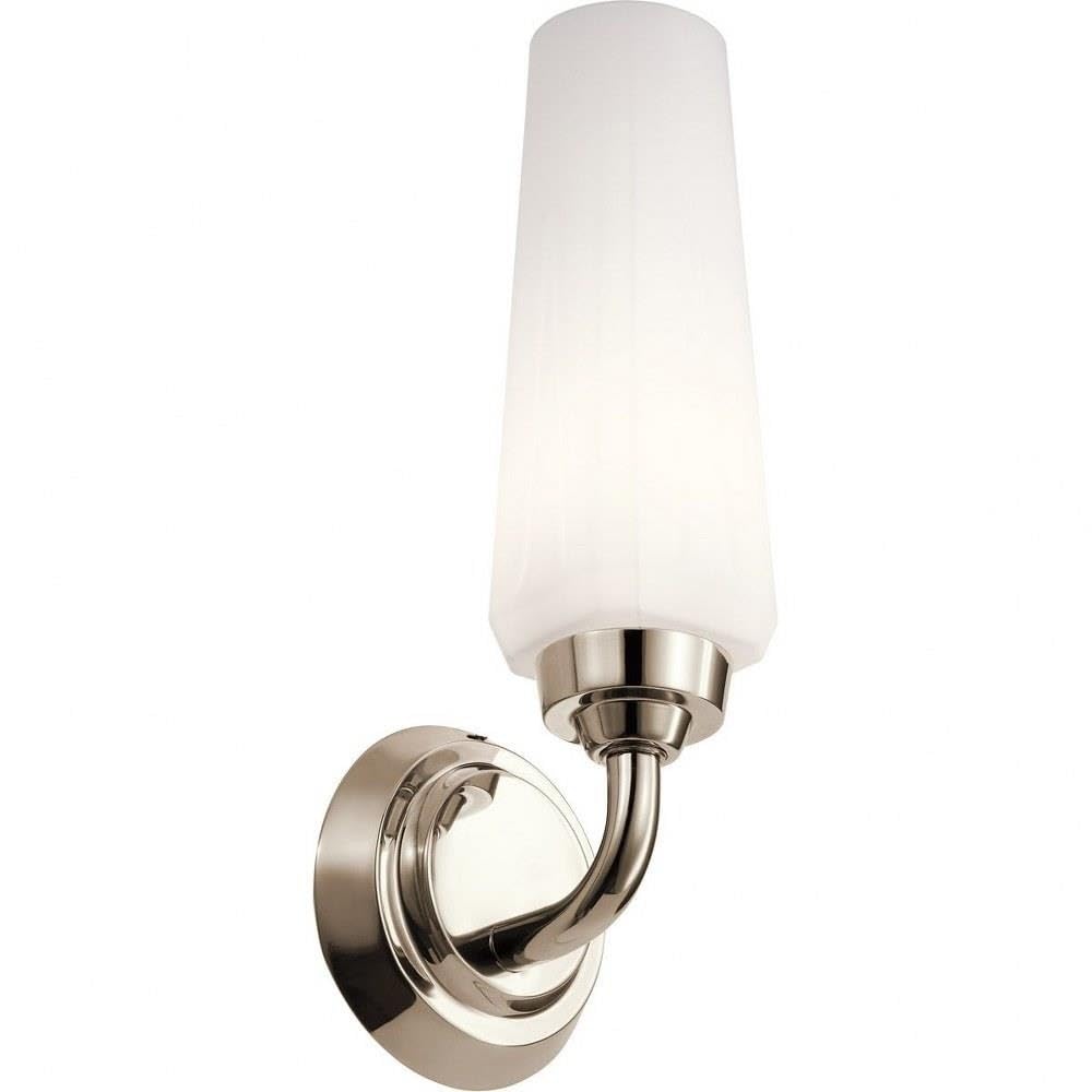 Kichler Truby 11.5 Inch 1 Light Wall Sconce with Satin Etched Cased Opal Glass in Polished Nickel
