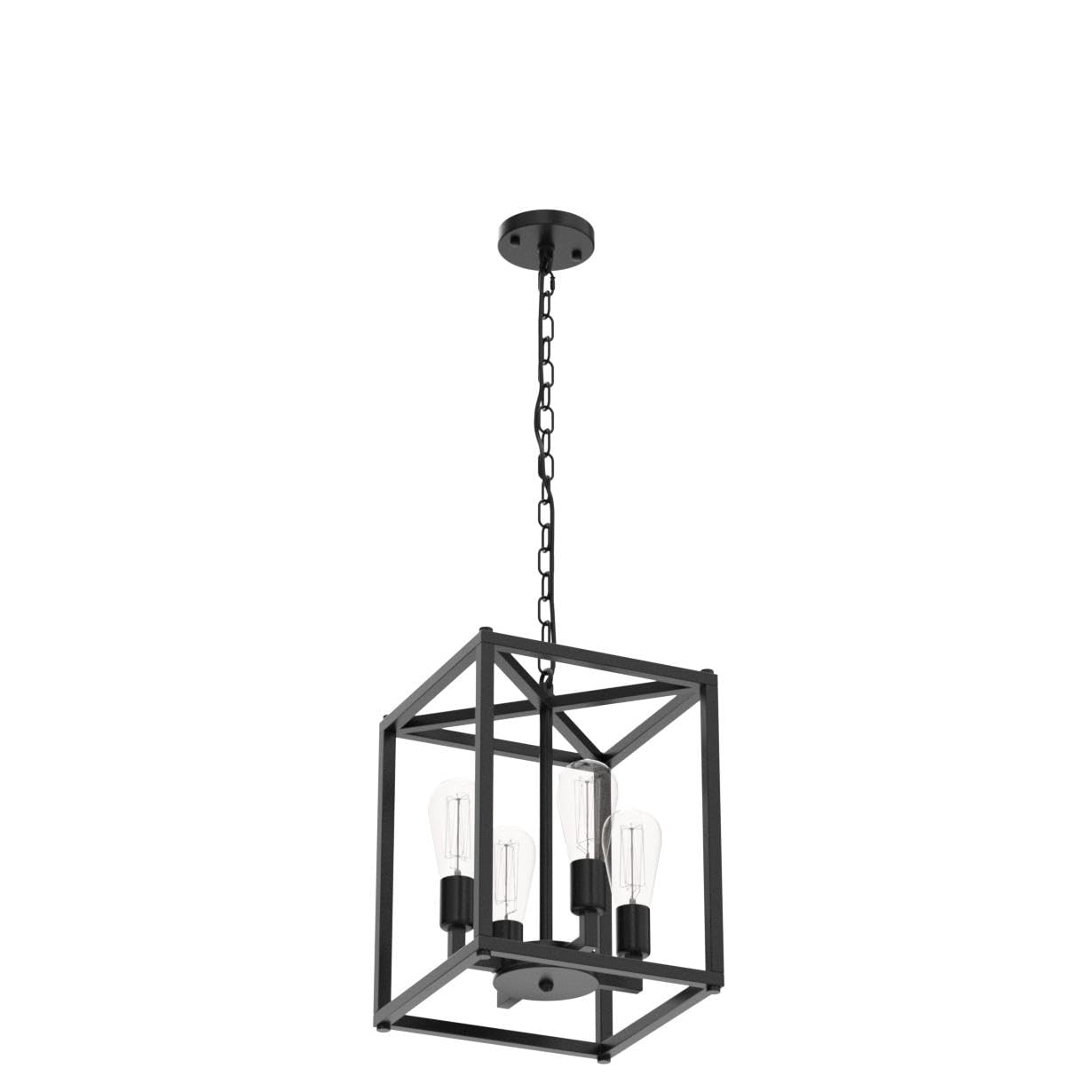 Gzbeini 4-Light Black Chandelier For Dining Room, Adjustable Farmhouse Hanging Light Fixture