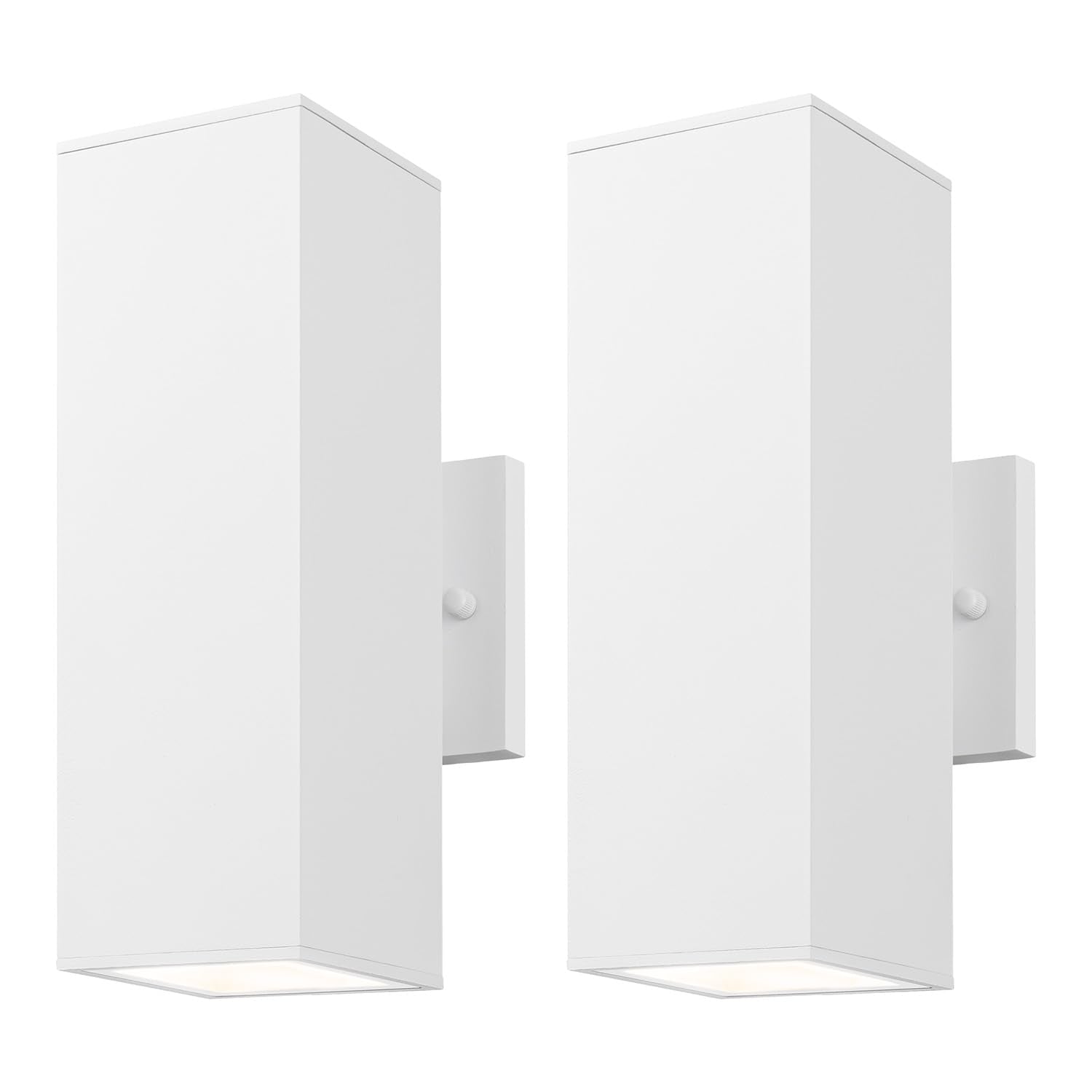 mirrea Outdoor Porch Light Wall Sconce, 2-Pack, Aluminum, 12-inch, Waterproof, Matte White, Model BH004