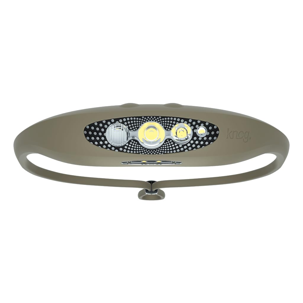 Knog Bilby 400 Lumen Headlamp - Rechargeable Silicone Head Light W/ 7 Light Modes - Ultralight, Ip67 Waterproof (Putty Grey), Taupe, One Size